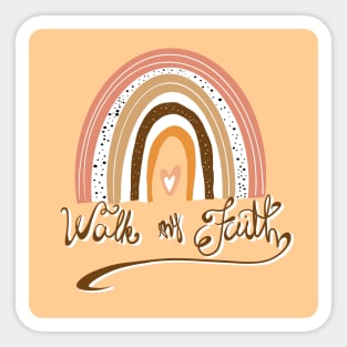 Collage rainbow with hand lettering "walk by faith" Sticker